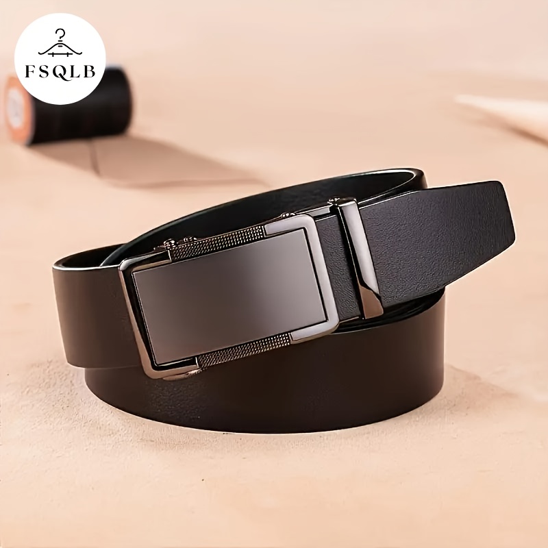 High Faux Leather Belt with Automatic Buckle