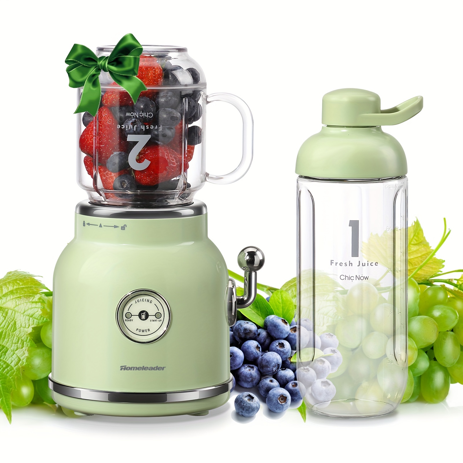 

Smoothie Blender Personal Blender, Portable Smoothie Maker For Juice Shakes And Smoothie With 6 Sharp Blades, Travel Cup And Lid, Green