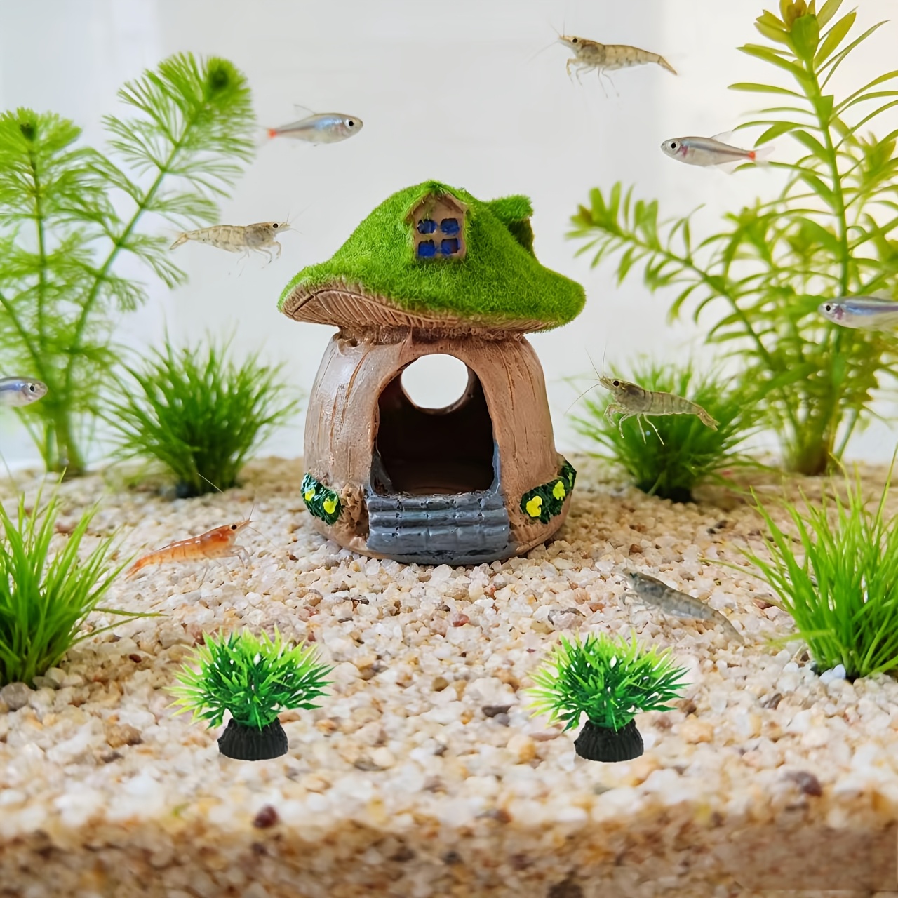 cute fish tank accessory set set 3pcs aquarium landscape decorations featuring mushroom