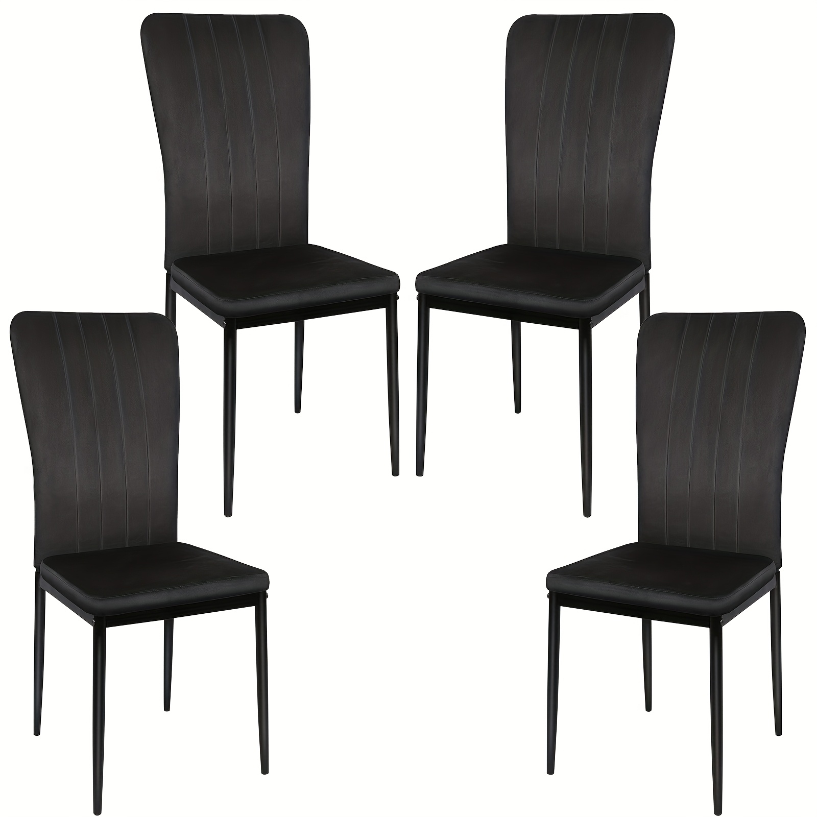 TEMU 4x Scandinavian Bedroom Chair Velvet Tufted Backrest | Statement Chair For Living Room Mid-century Style | High-back Velvet Chair