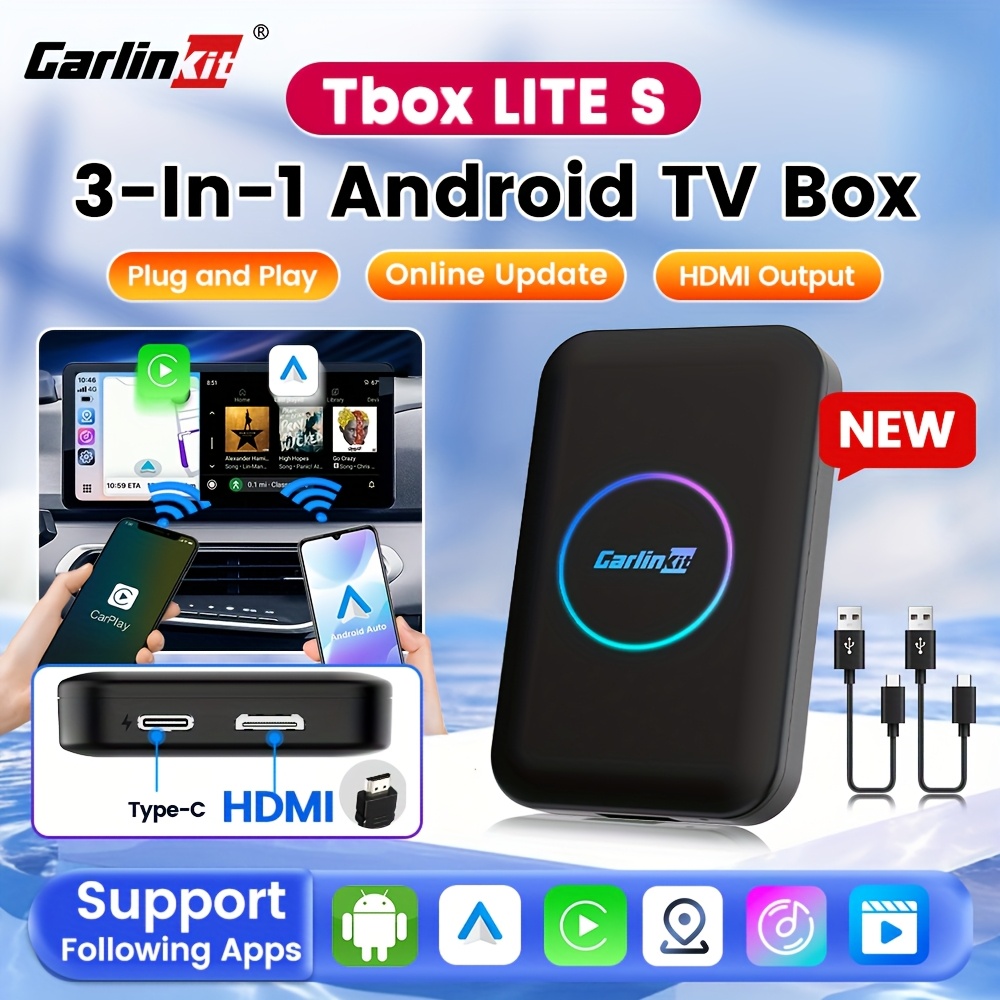   5 in 1 carplay   auto wireless adapter with hdtv output dual wifi 16gb storage gms certified supports youtube usb a online app updates for car entertainment carplay wireless adapter 0