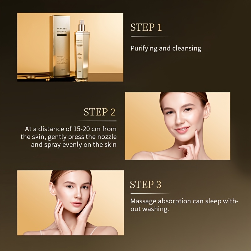 MERCILEN Collagen Boosting Makeup Spray - Hydrating & Moisturizing with Shea Butter, Hyaluronic Acid & Niacinamide, Fragrance-Free for All Light Beige Types, Men & Women, Daily Skincare, Sleek Bottle Design, Niacinamide Enriched