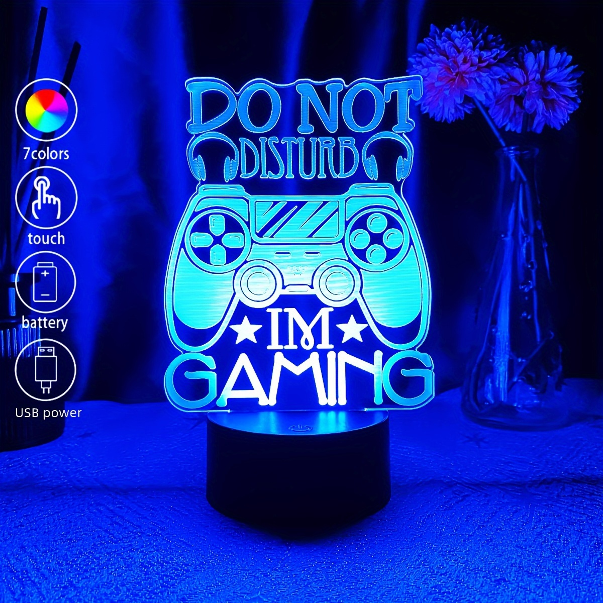 

Usb-powered 3d Led Night Light With Touch Control - Colorful Gaming Room Ambiance Lamp