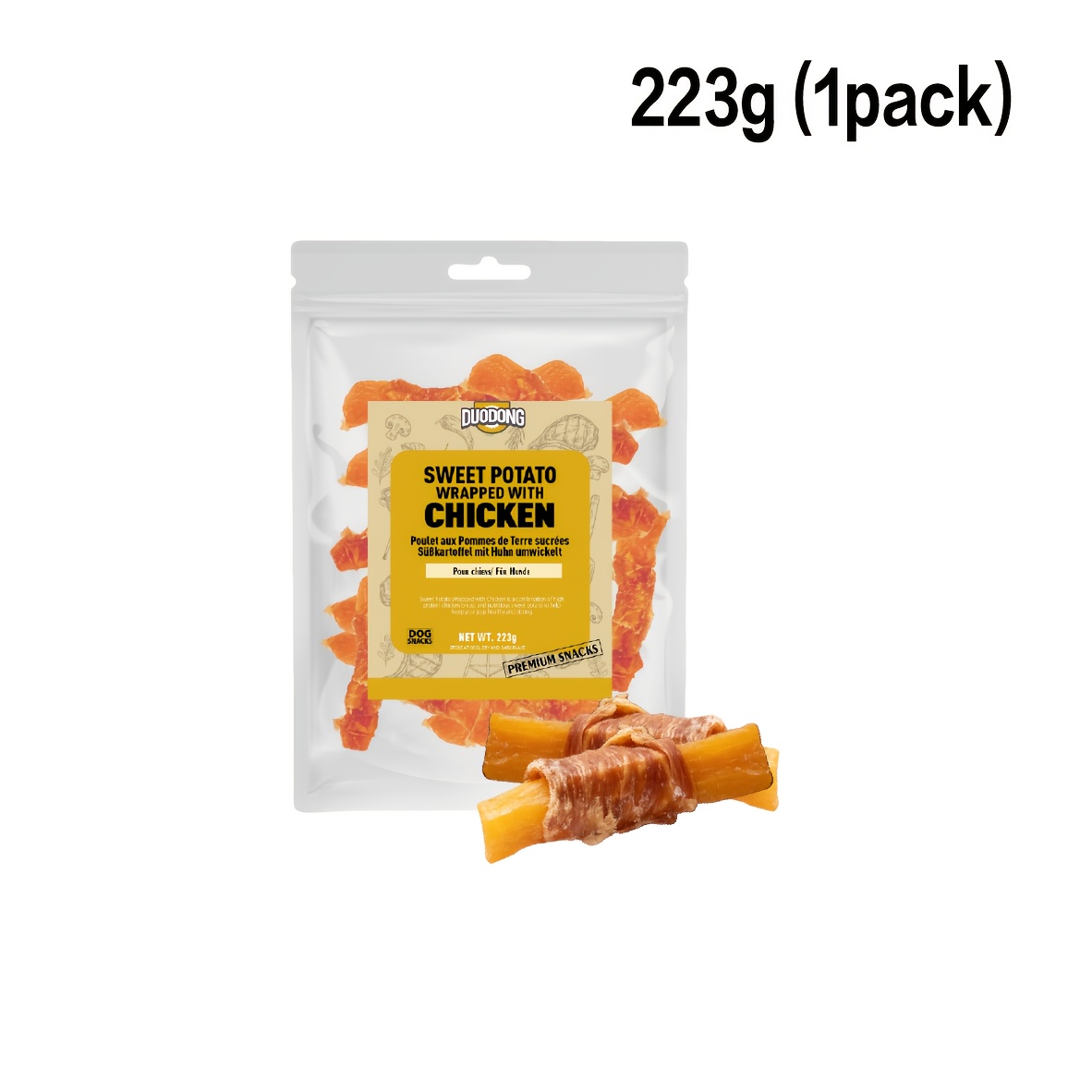 TEMU Kip Gewikkelde Zoete Aardappel Hondensnoepjes - - & Glutenvrij | Eiwit Laag Vet Makkelijk Verteerbare Kauwsnacks | Trainings- & Beloningssnacks