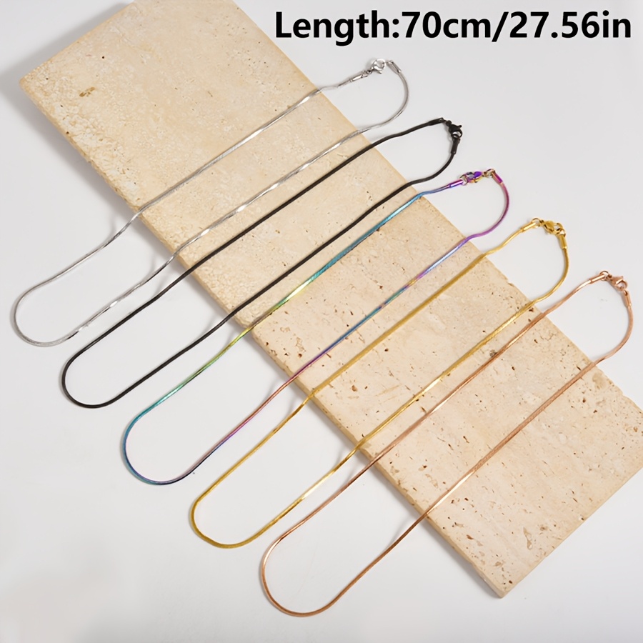 5pcs Multi-Length Lobster Clasp Square Snake Chain Necklace Set