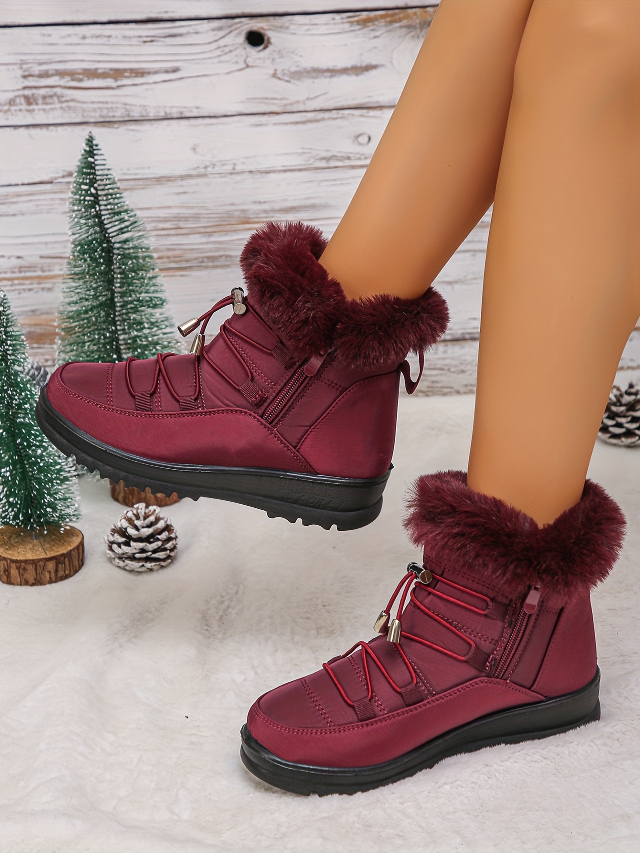 fleece lined warm womens snow boots new style for autumn and winter 2025 roman lace up   calf boots flat soled womens snow footwear Product details 6