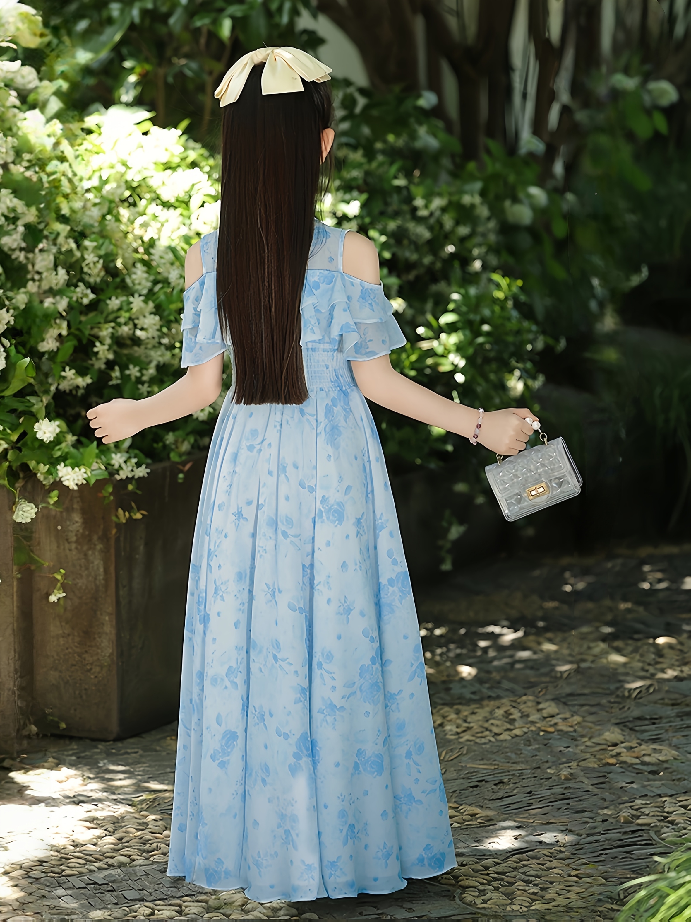 Summer Dress, Girls' Dress, Korean Version Floral Long Dress * Dress,  Outdoor Vacation Outfit * Long Dress As a Gift