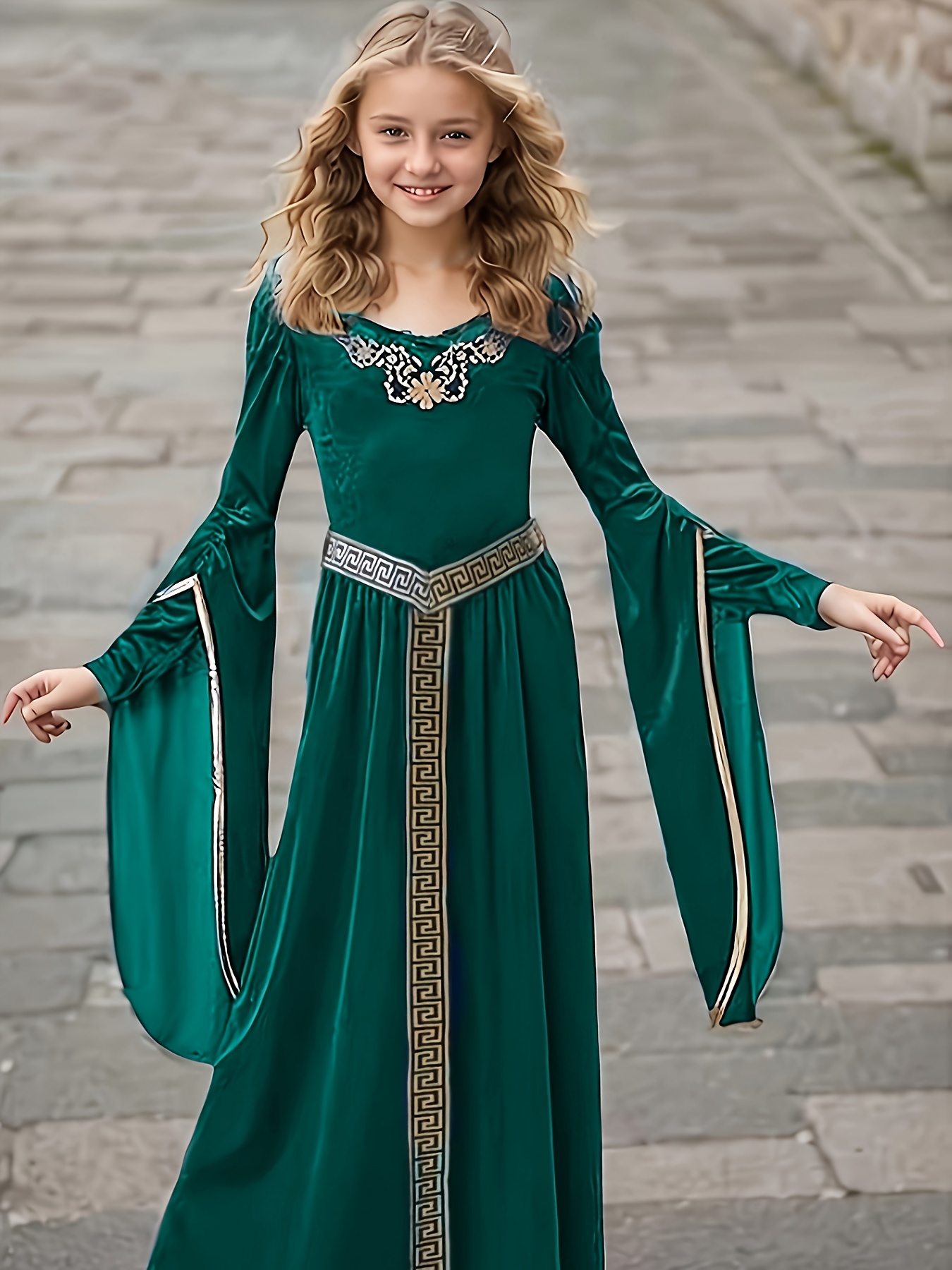 carnival halloween medieval court girl print maxi dress - Temu Mauritius