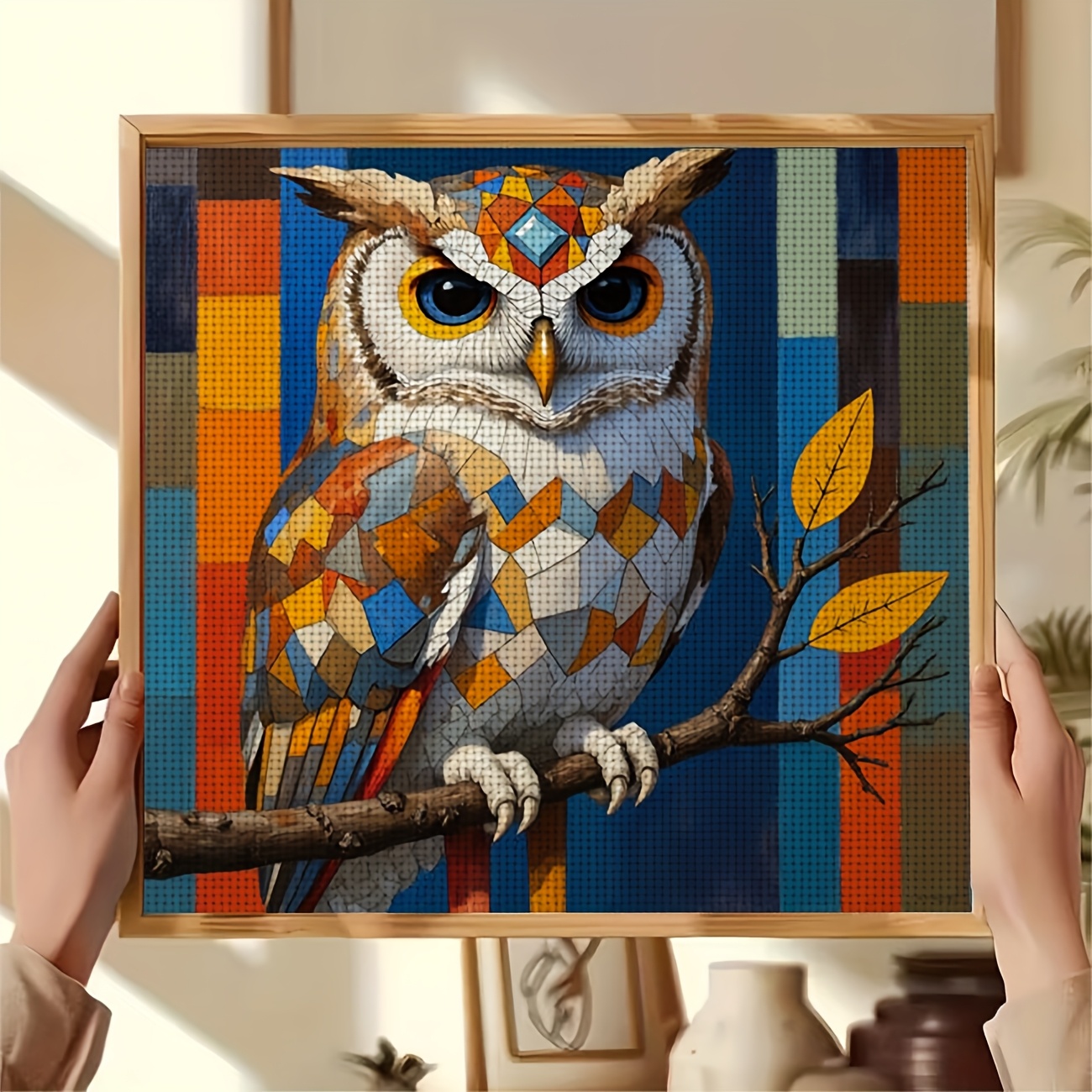 Colorful Owl Design Cross-Stitch Kit for Beginners