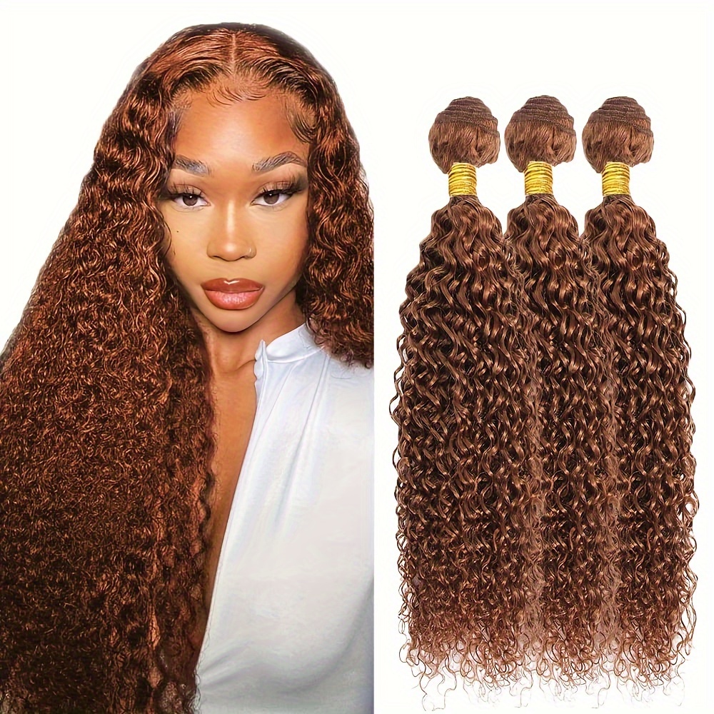 light brown bundles human hair color 4 curly Temu