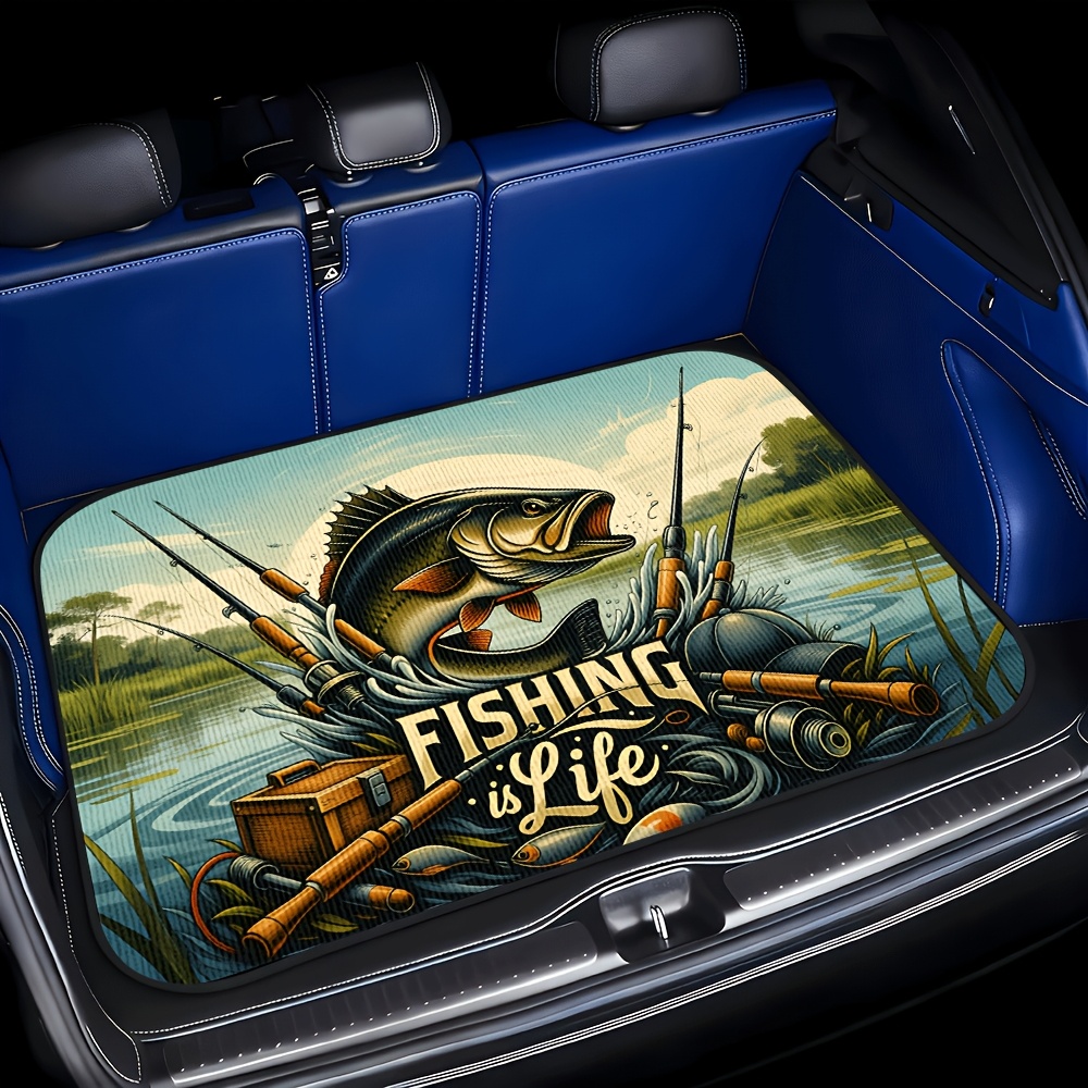 TEMU A Fishing-themed Car Trunk Mat Easy To Clean, Stylish, And Durable, Suitable For Sedans, Trucks, And Suvs, Making It A Gift