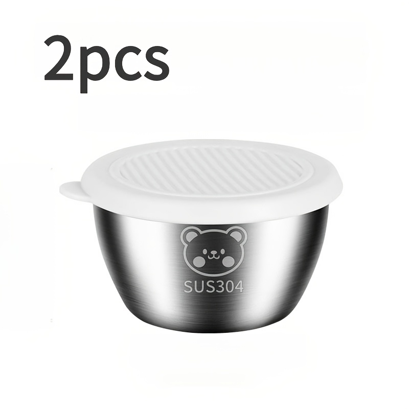 TEMU Packung mit 2/5/8/10 Stück – Saucenschalen aus 304 Edelstahl mit Deckeln, verdickte 1,5oz Mini auslaufsichere Dippschalen für Ketchup, Sojasoße,