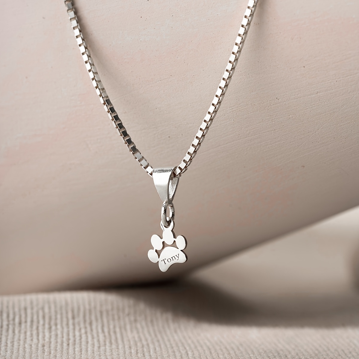 TEMU Personalized Women's Paw Pendant Necklace, 18k Gold Plated Stainless Steel, Customizable English Cat Paw, Simple And Cute Jewelry, Suitable For