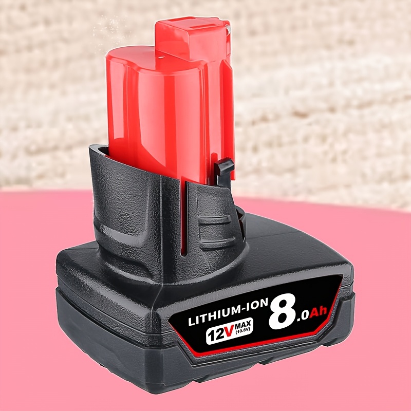 TEMU 1pack 8.0ah High-capacity Lithium-ion Replacement Battery For M12 12v Power Tools (48-11-2411, 48-11-2440, 48-11-2460), Power Tool Batteries