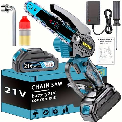 mini chainsaw cordless lightweight portable handheld electric tree cutter with splash lock rechargeable battery and safe trimming for quick cutting of tree branches courtyard household and for man pruning
