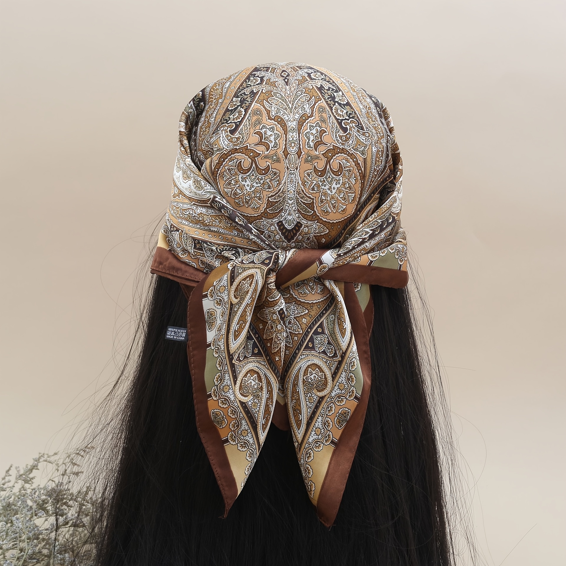 Bohemian Style Paisley Scarf - Golden Accented Luxurious Elastic Headband, Fashionable Accessory With Delicate , Suitable For Daily , Vacation, Party, Beach, And Outdoor Photo Shoots