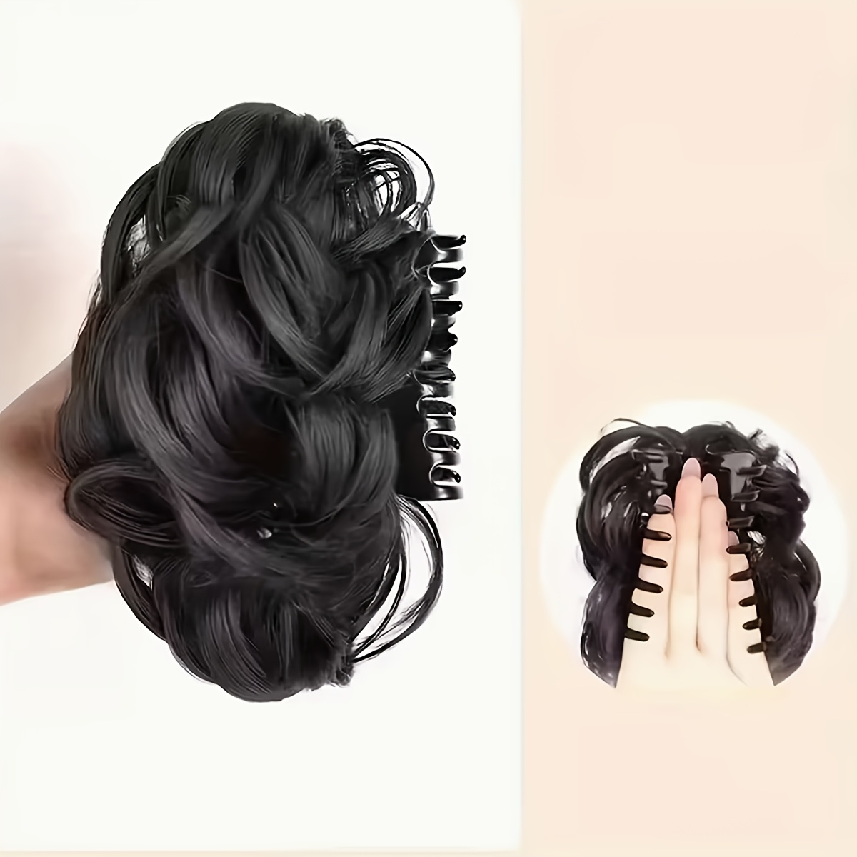 TEMU en cheveux synthétiques, bandeau volumineux, bandeau bouclé et pince à cheveux
