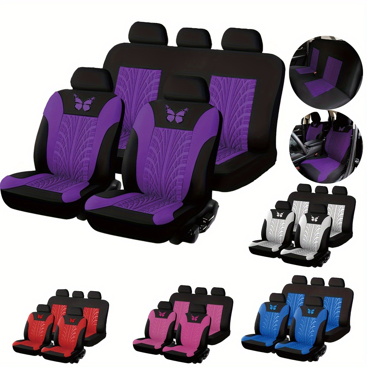 

9pcs Embossed Car Seat Covers - Set For 5- Vehicles, & ,