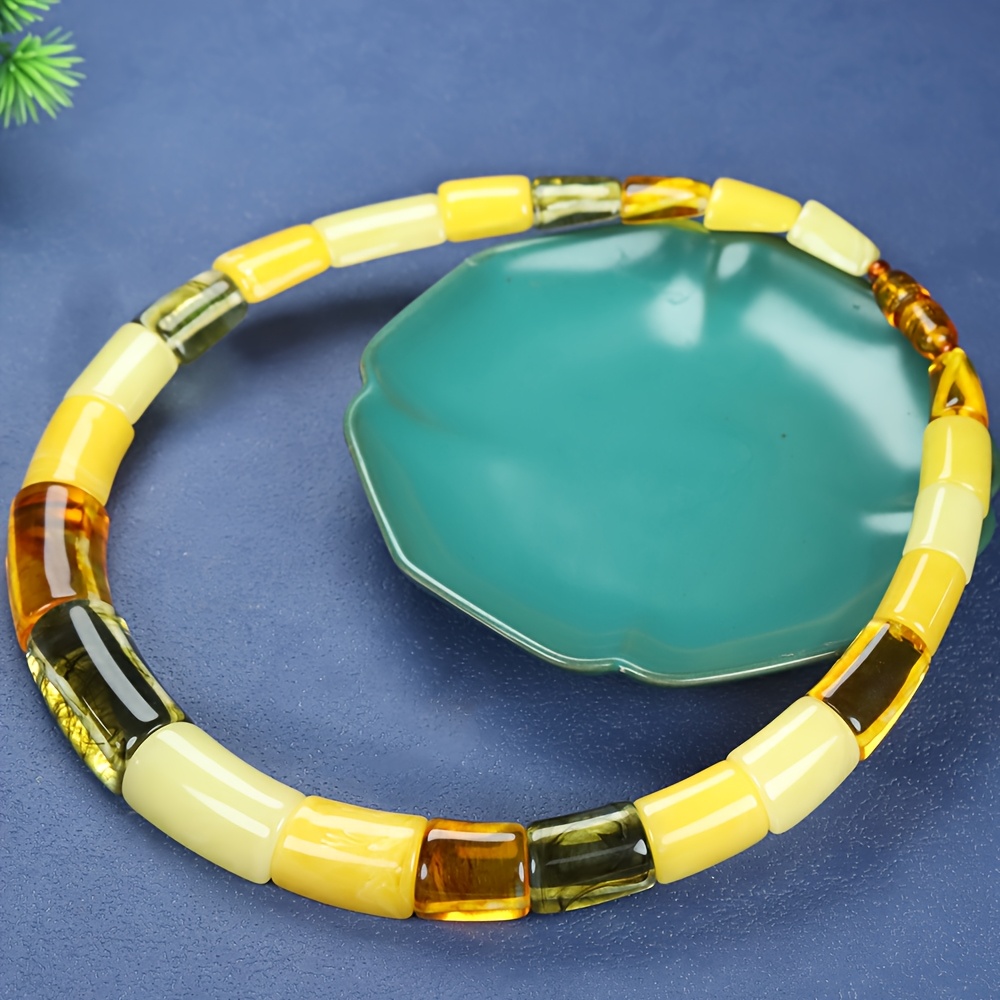 TEMU Collar de Cera de Abeja Ámbar, Ámbar , Cera de Abeja Flotante, de Color al Exponerse a , Collar