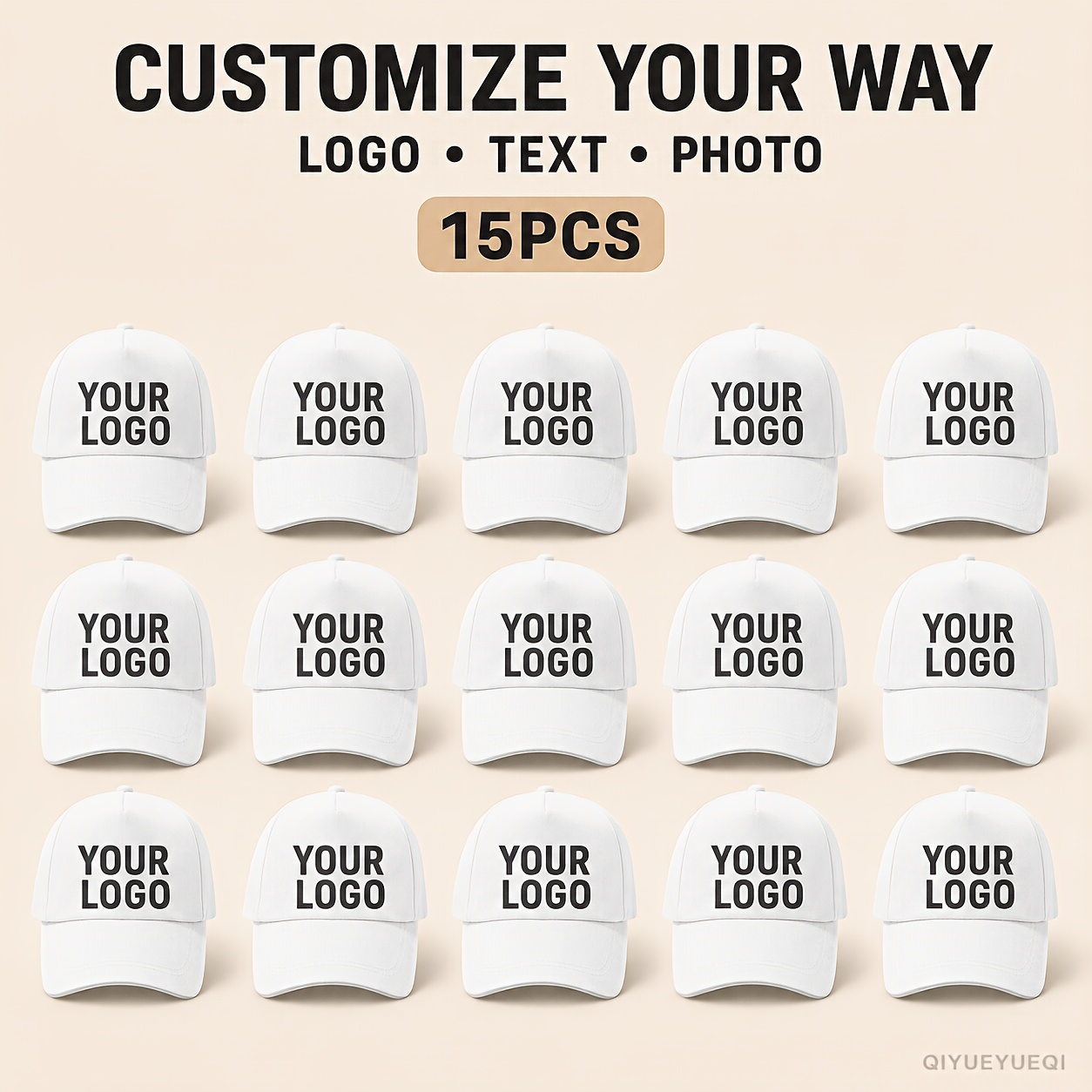 15pcs Personalized Custom Baseball Caps, Adjustable Snapback