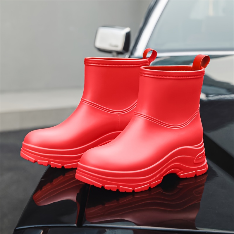 Red ankle rain boots online