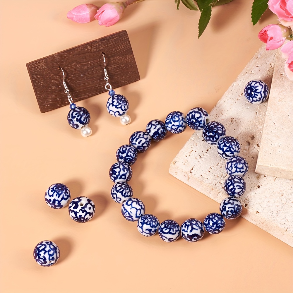 20pcs Handmade Qinghua Porcelain Beads for DIY Jewelry Making