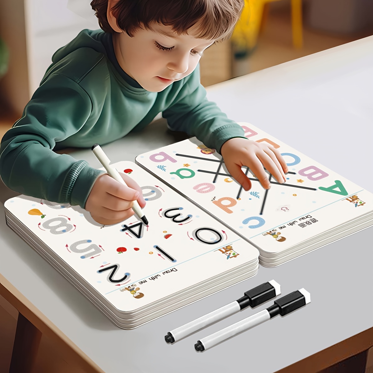 TEMU 128 Pages - Pen Control Training, Copybook Set, Number And Letter Writing Practice - Reusable Pen Control Practice Copybook