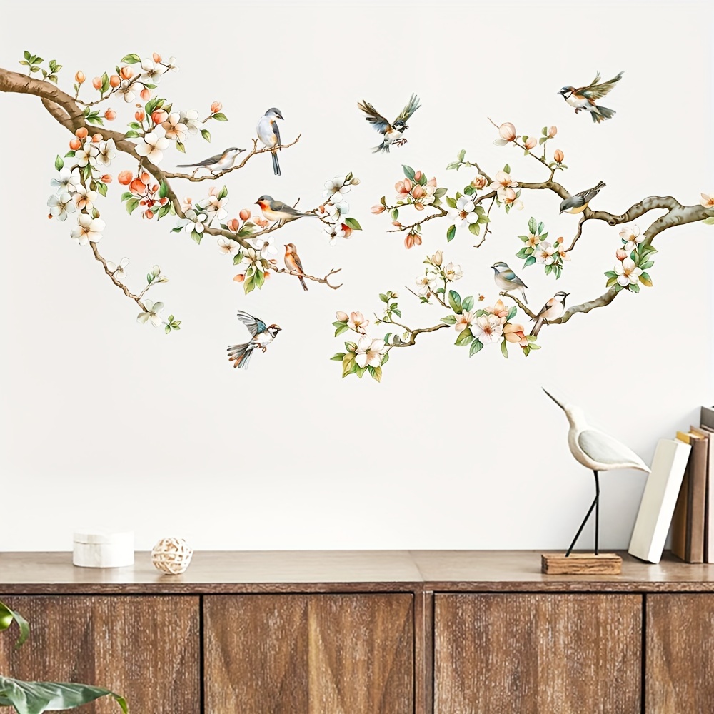 

Creative Birds Wall Stickers: Self-adhesive Wall Decor For Bedroom, Entryway, Living Room, Porch, And Home Decoration - Removable Stickers With Decorative Art Style