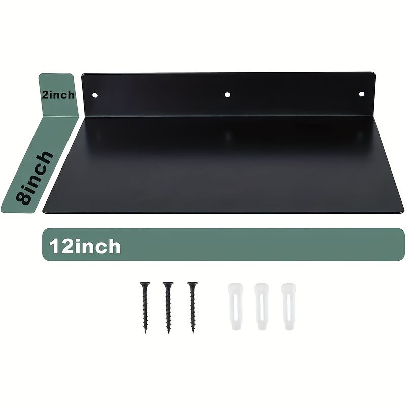 TEMU Heavy-duty Floating Shelf - No Assembly Needed, Wide 12x8 Inch Modern Industrial/minimalist Wall Mounted Shelf, Sturdy Iron Construction For