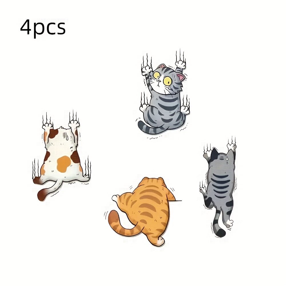 4pcs 4 Cute Kittens, Cute Cat Wall Stickers Suitable For Room Decoration, Bedroom Background Wall Decals, Waterproof And Peelable, Suitable For Party Decoration And Home Decoration