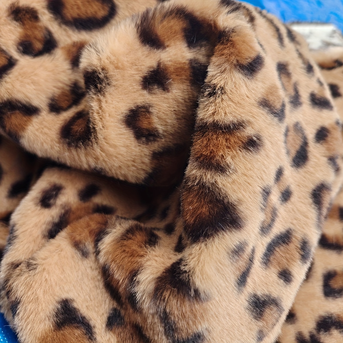 TEMU 2025 Vintage Faux Rabbit Fur Single-sided Faux Leopard Print Fabric, Thick Soft Wide Width 48cm*160cm Polyester Material For Clothing, Shoes,