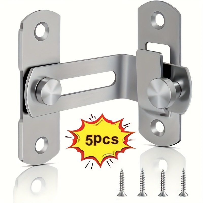Image of 5pcs (including Screws) Of Stainless Steel Lock For Door Bolts, Privacy Protection - Safe Barn Door Lock, Suitable For Barns, Gardens, Bathrooms, Outdoors, Garages, Windows, Sliding Door (silvery)