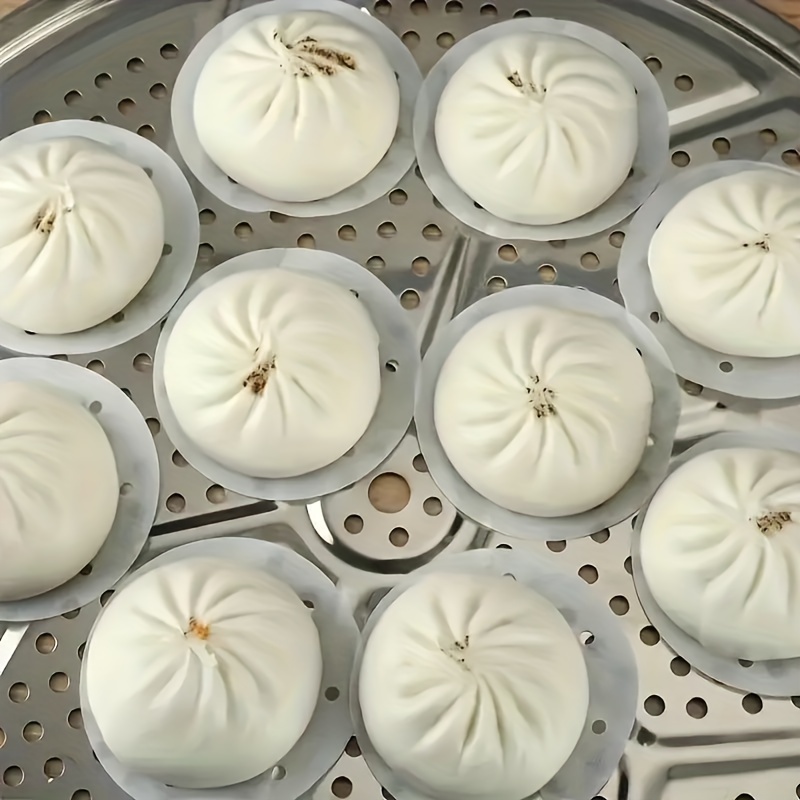 

200pcs Food Grade Disposable Steamer Mat Paper, Round Cage, Silicone Oil, Steamed Buns, Baking, Perfect For Home Restaurant Hotel Kitchen, Kitchen Accessories