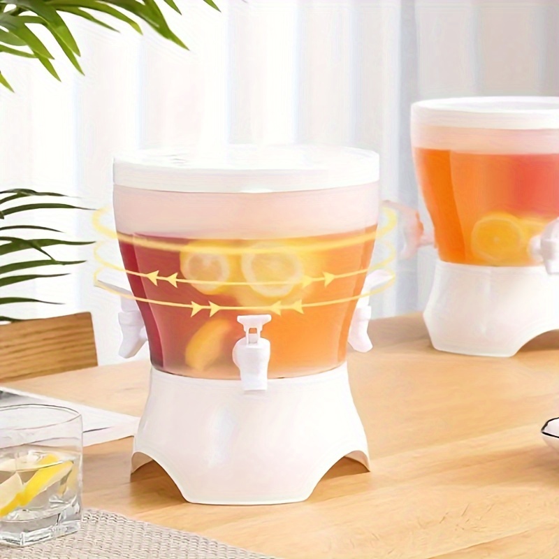 169oz Rotating Beverage Dispenser with Faucet - Holds 3 Drinks, 360° Swivel, Stylish Fridge-Friendly Design for Iced Tea & Juice, Perfect for Parties & Home Kitchen