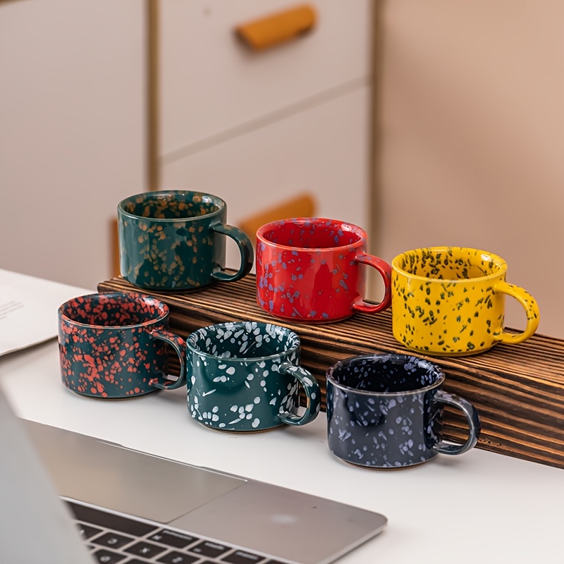 Image of 6pcs Ceramic Coffee Cup Set, Small Coffee Cups 2.37oz, Suitable For Home And Office Reception Use, Father's Day Mother's Day Wedding Anniversary Gift