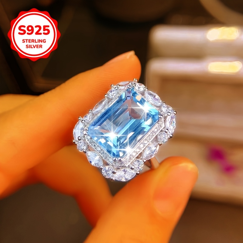 TEMU 1pc S925 Silver Ring, Adjustable Open Size Wedding Accessory [natural Stone, Color , Random Pattern Position]