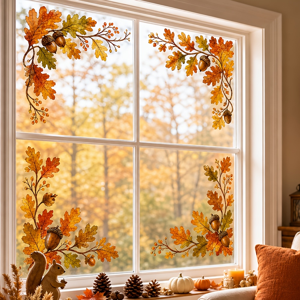 TEMU 1pc Square Window Static Cling, Watercolor Style , Colorful , And Birds Static Cling, Reusable No-glue Seasonal Glass Sticker, Suitable For Home