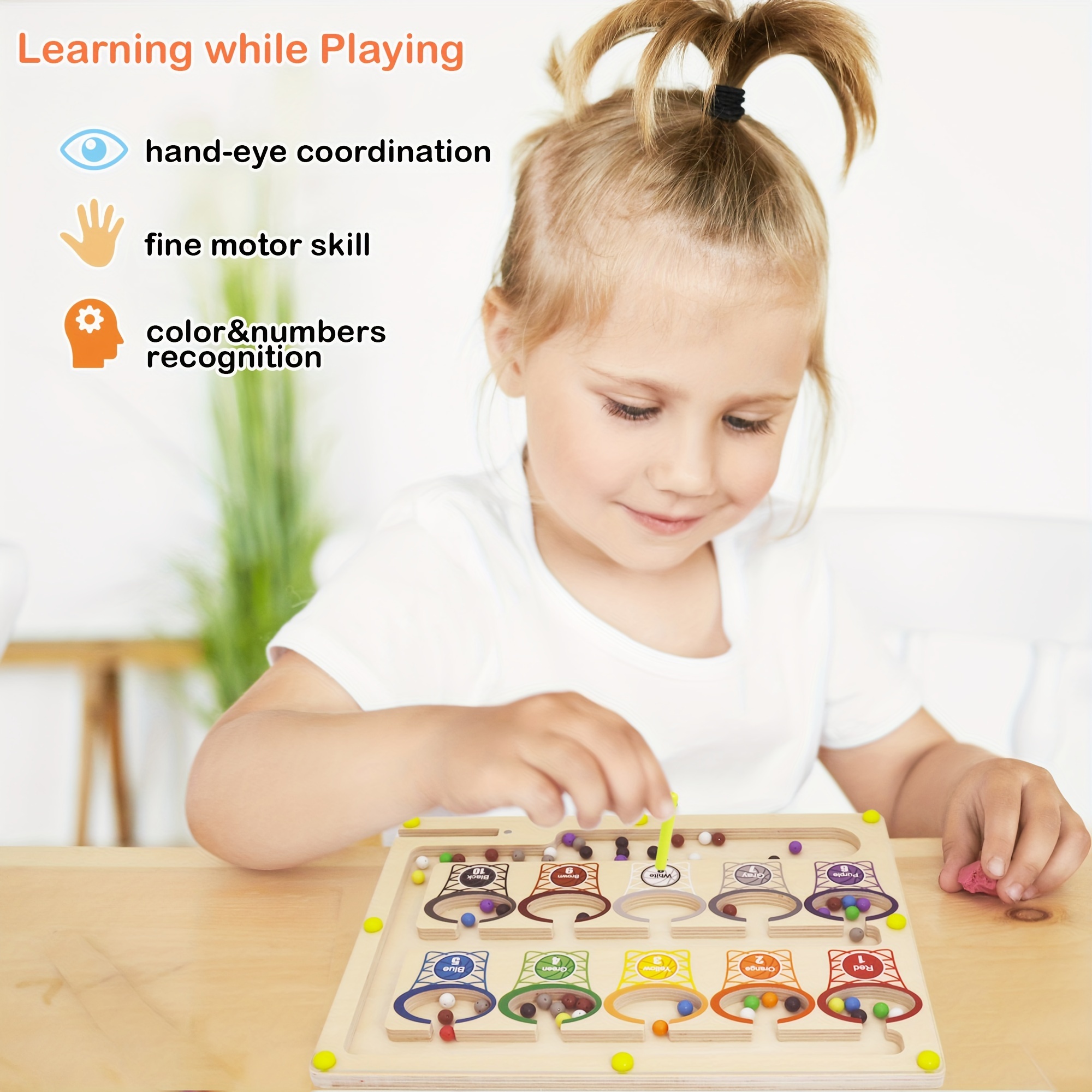 Color Number Maze Wooden Montessori Puzzle Temu