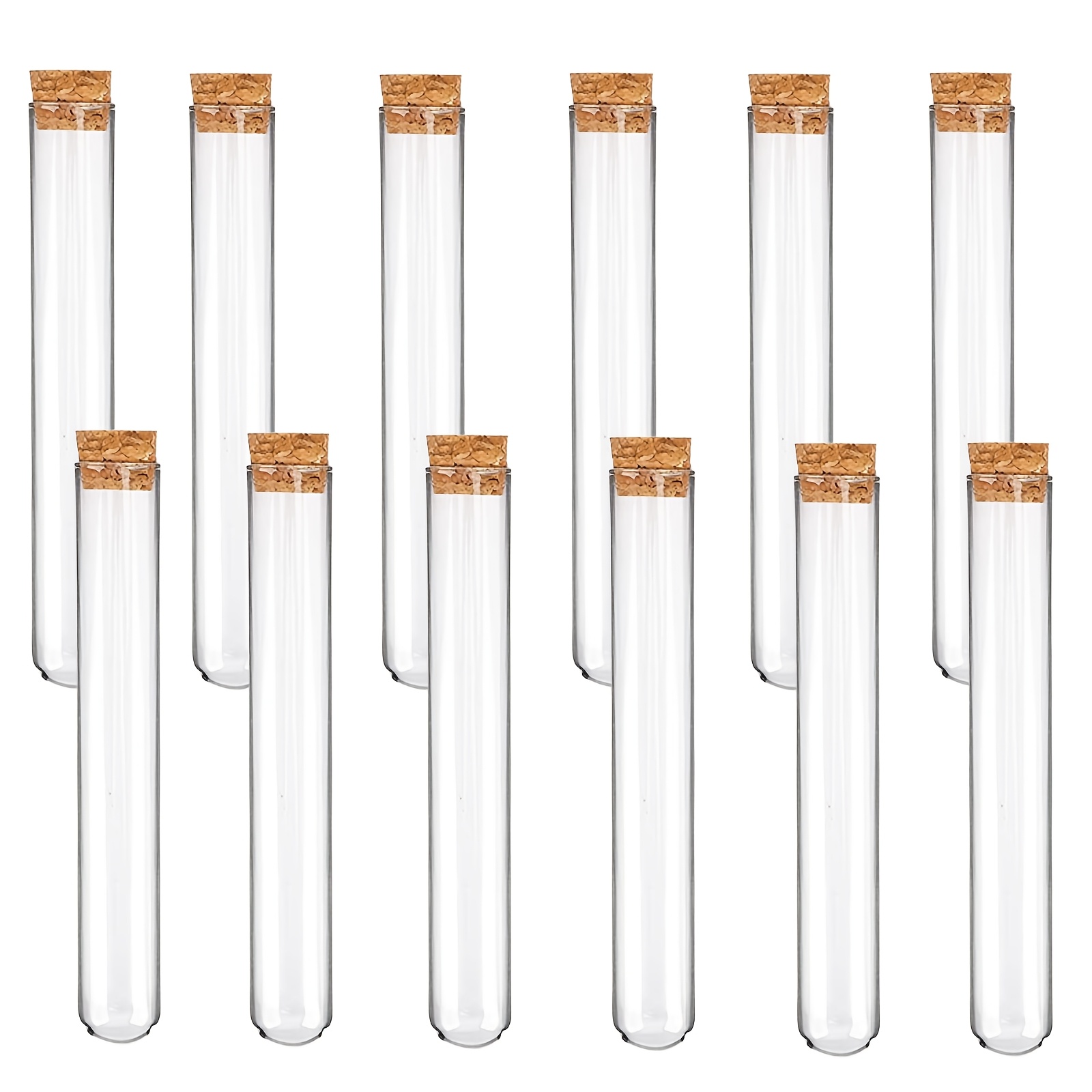 E-shop 12tlg. 13ml Klare Glasreagenzgläser mit Korkenverschlüssen - PVC-freie Mini-Vasen für Wissenschaftsexperimente, DIY-Bastelarbeiten,