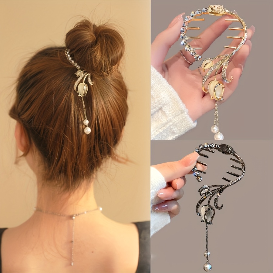 2pcs long beaded tassel hair clips y2k simple bb snap clips  display picture 3