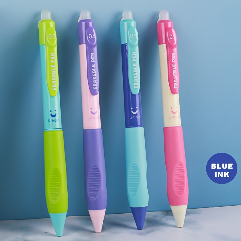 4pc,-grip Smooth Writing Corrective Po, 0.5mm Line Width Black/ Era,able Gel Pen Set,writing In,,office Supplie,,click