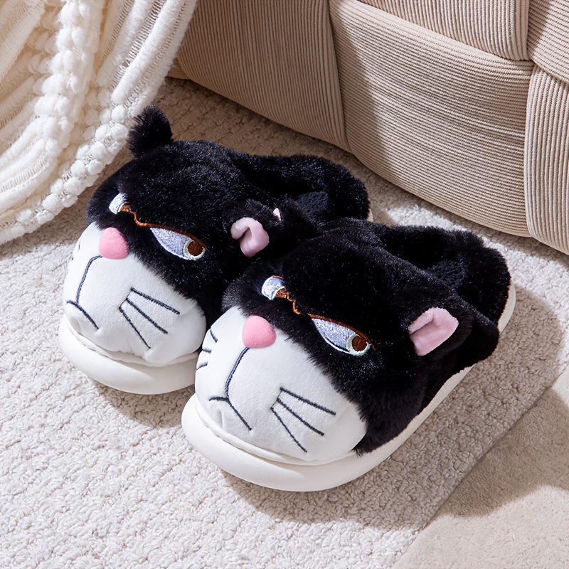 1 Pair Men s Slippers - Winter Warm Indoor/Outdoor House Shoes with Cute   Mouse Ears & Plush Paw Print Design, Soft Upper, Non-Slip PVC Sole, Cozy Indoor/Outdoor Slippers for   (   ) - Ideal Gift for Fans, Black & White Cat   with Pink Bow, Thick Cushioned Insole for    ,     Style, Funny Slippers for Men, Slippers for Women Outdoor, Sneaker Slippers, Slipper Boots, Travel Slippers Men,