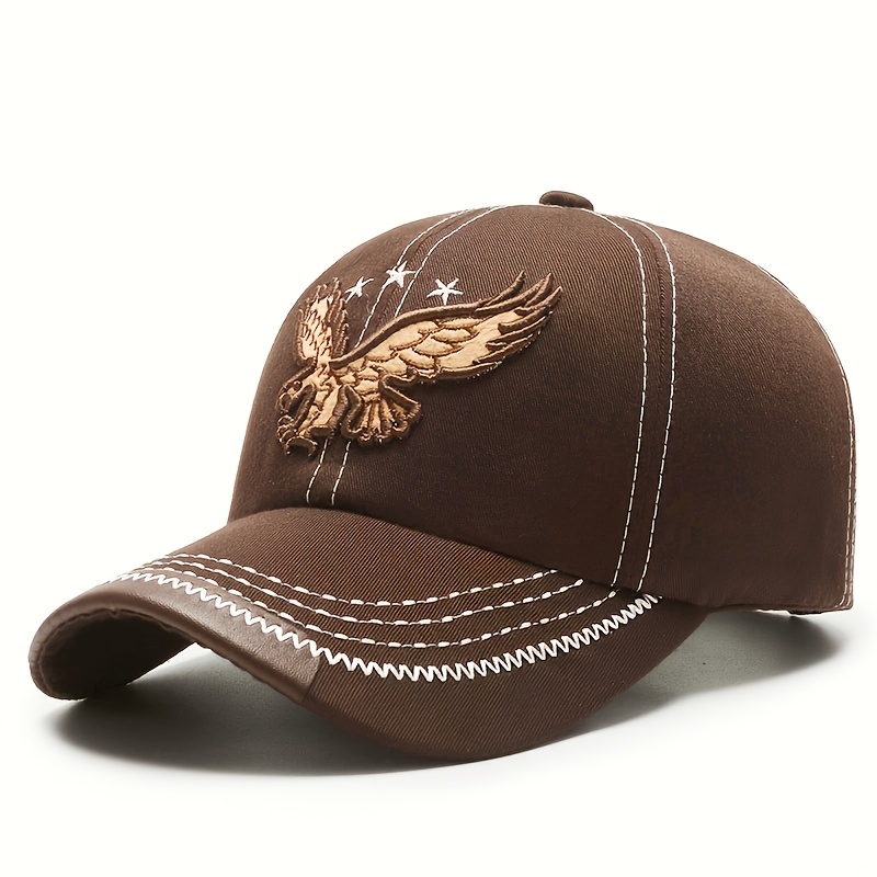 Image of A Unisex Eagle Spring And Autumn Embroidered Casual Baseball Cap, Suitable For Outdoor Sports, Fishing, Beach, And Vacation