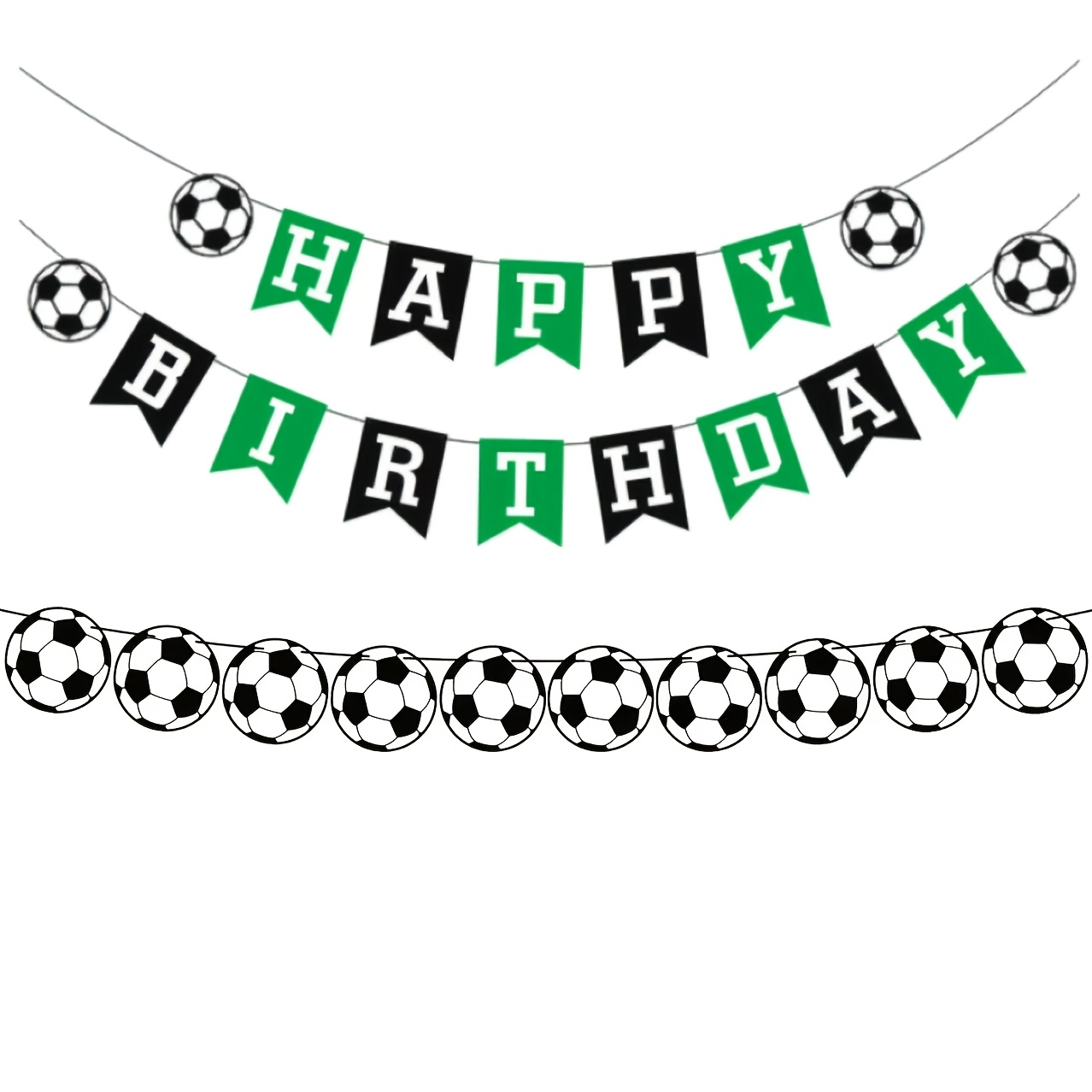 Image of 1 Set Of Football-themed Happy Birthday Banner, Felt Soccer Decorative Banner, Sports-themed Party Decoration