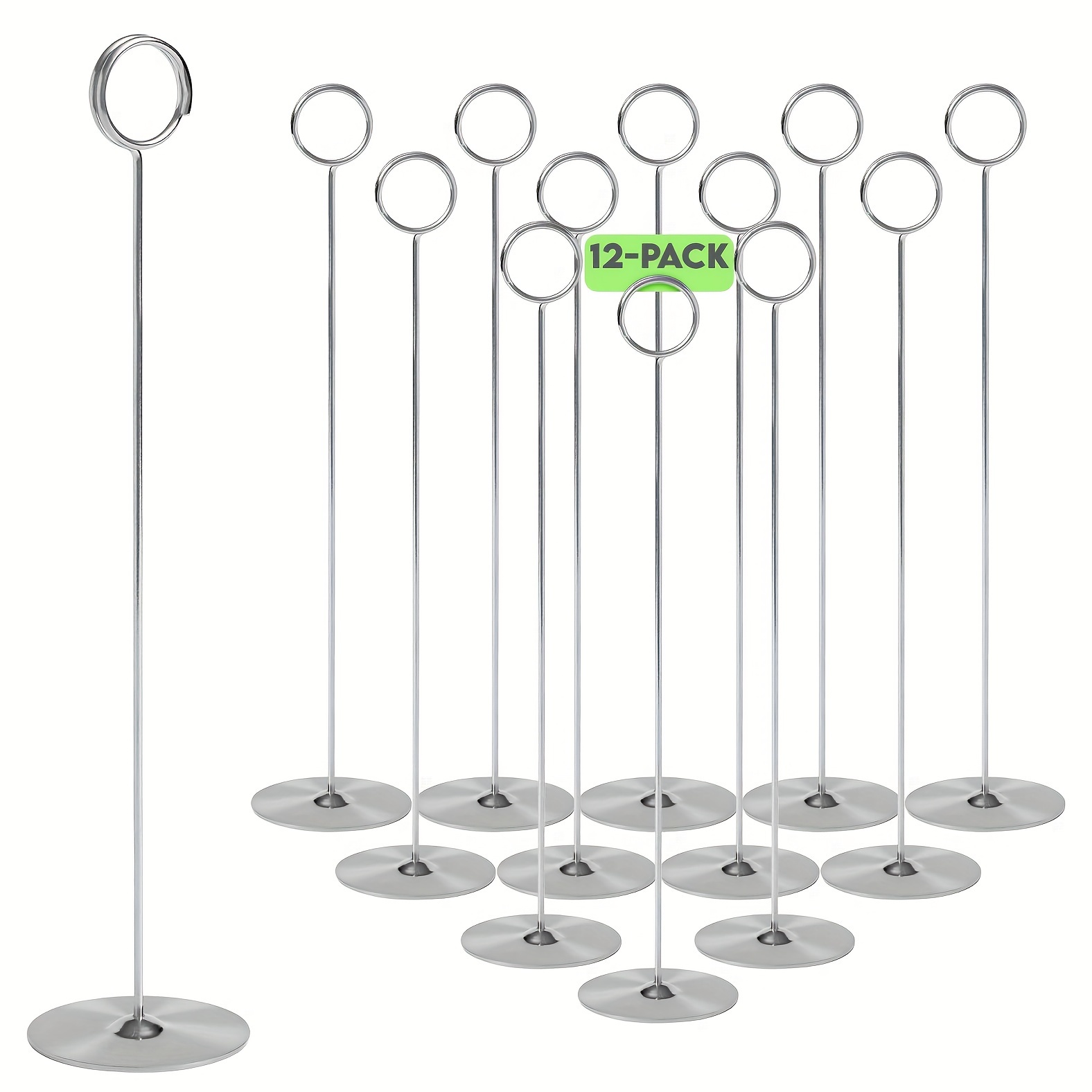 TEMU 12 Pack Cast -clip Card Holders - 8 Inch Tall Elegant Tabletop Menu & Recipe Holders With Sturdy Circular Base For Weddings, Restaurants,