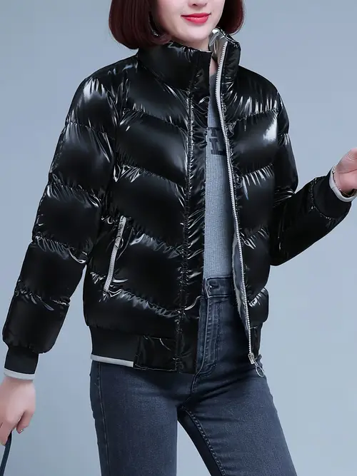 시크한 여성용 겨울 코트 - 캐주얼 롱 슬리브, 두꺼운 플리스 안감, 포켓이 있는 아우터웨어, 신축성 없는 폴리에스터