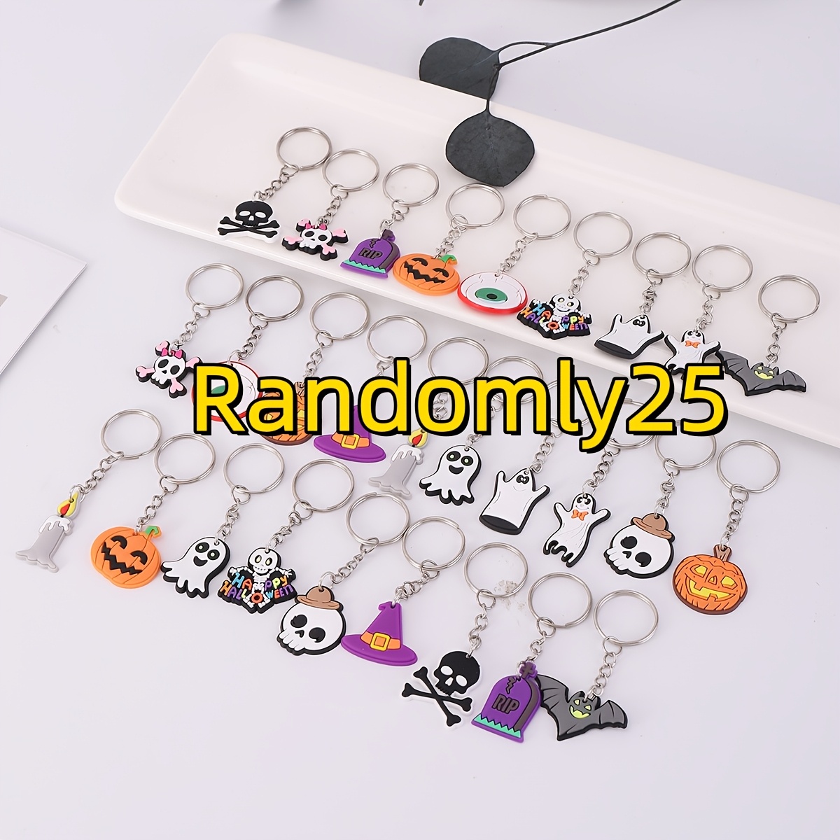 25 Random Halloween Keychains, Anime Halloween Mixed Keychains, Ladies' Bag Key Additions, Irregular Halloween Key Additions, Flat Keychains
