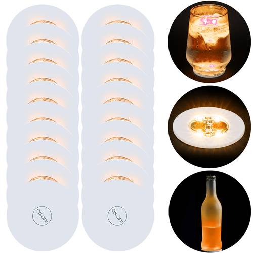 led light up coasters for drinks bottle lights home wedding decor 2 button batteries