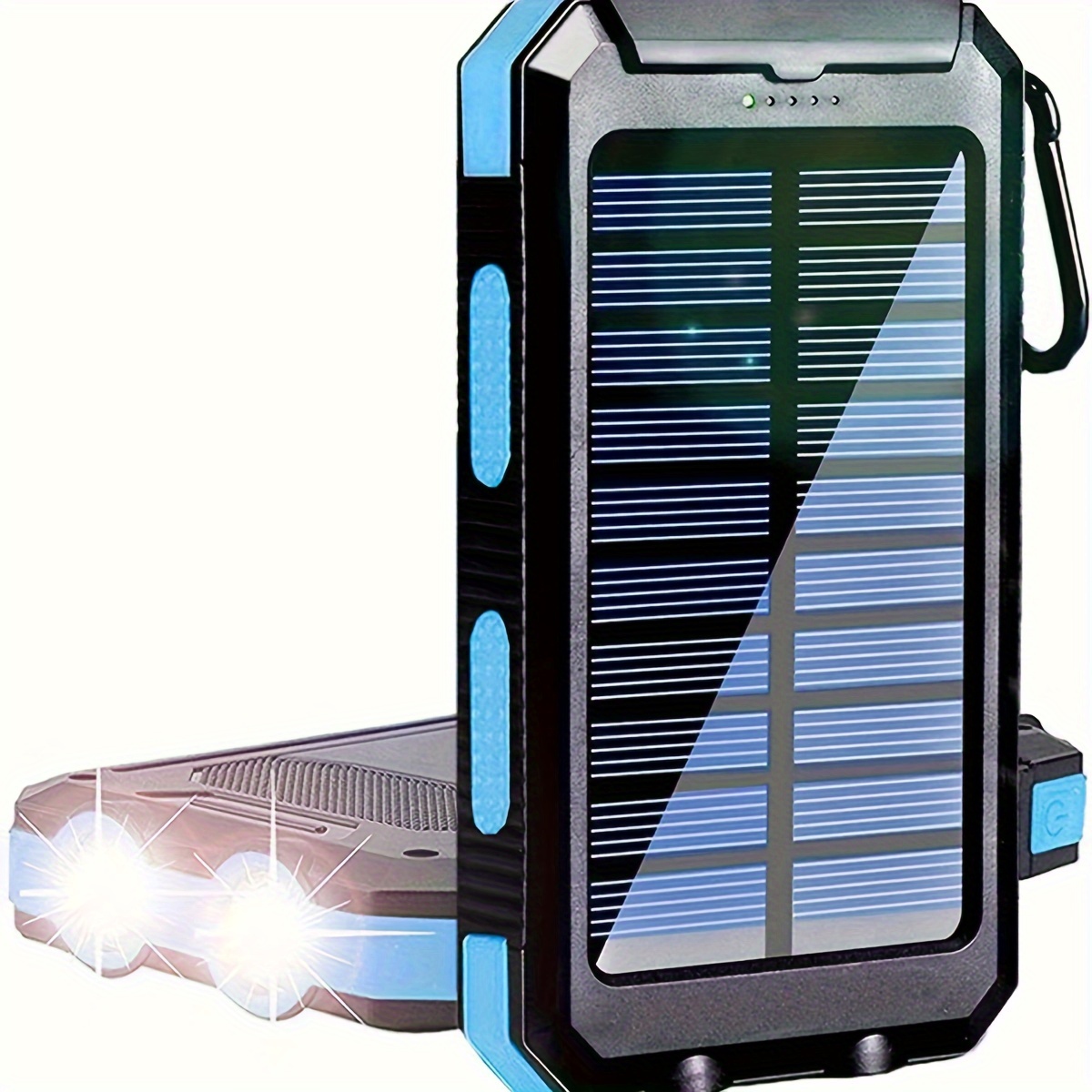 

Solar Powered Power Bank, Built-in Battery 8000mah, External Battery Pack Usb C Input/output Port, With Dual Led Flashlight, Suitable For Ios And Android