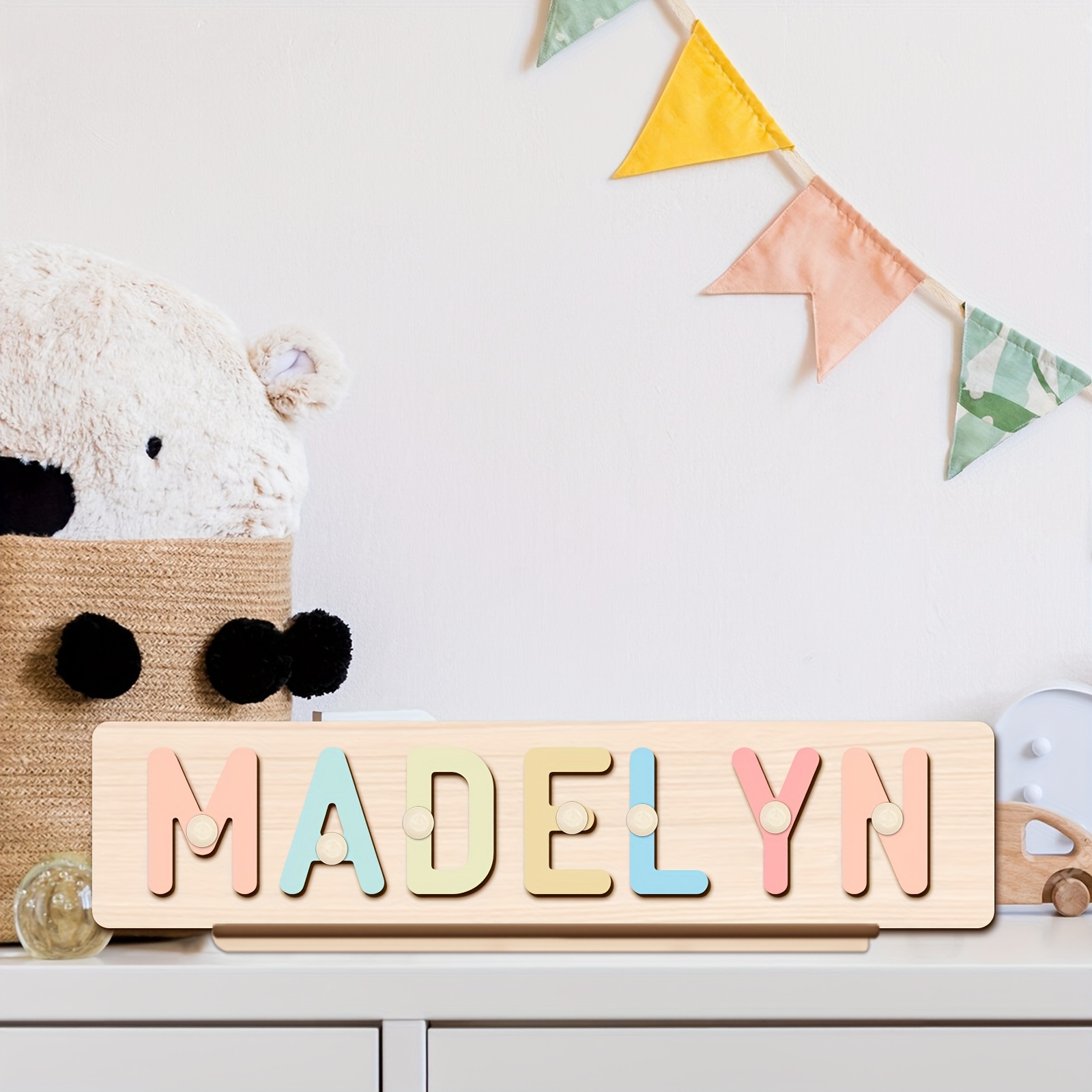 Personalized Wooden Name Puzzle for Kids, Interactive Alphabet Toy